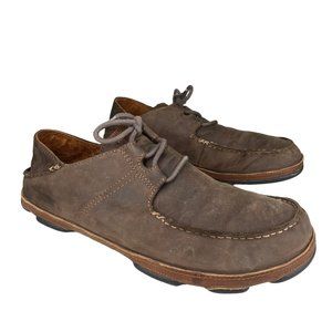 Olukai Men's Ohana Lace-Up Shoes Brown Nubuck Leather Size 12 M